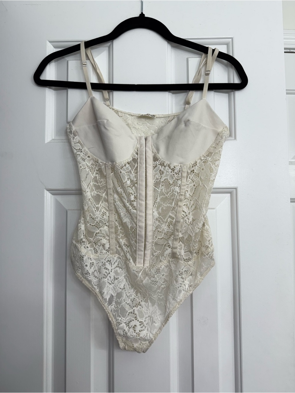 Free People Cream Lace Bodysuit with Underwire Cups
